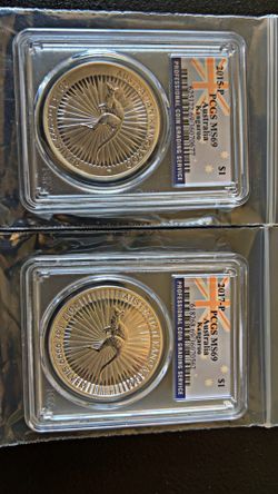 SILVER AUSTRALIA KANGAROO ( 2 ) 1-OZ COINS 2015 & 2017 MS69 COINS