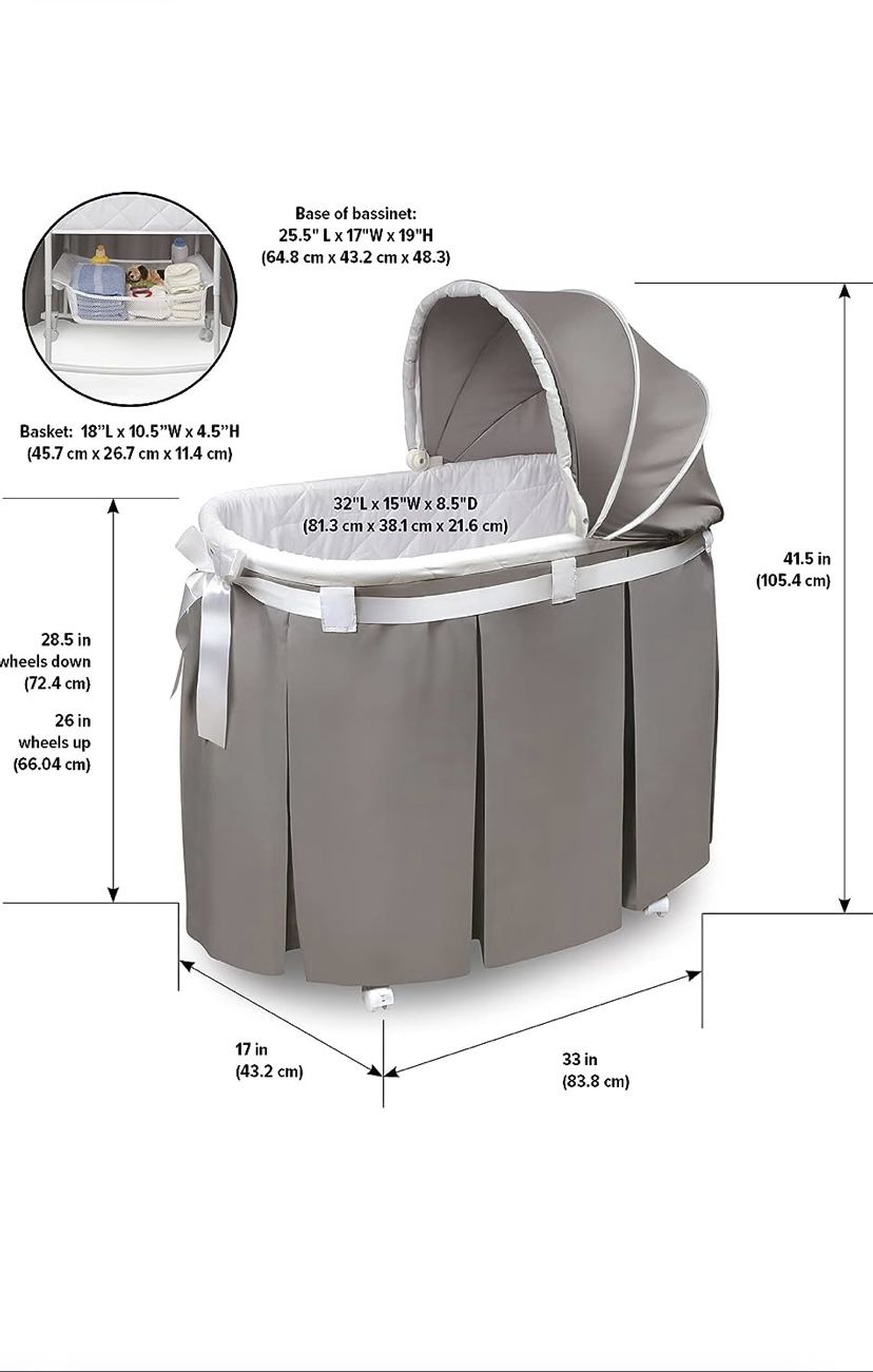 Wishes Oval Rocking Baby Bassinet with Bedding