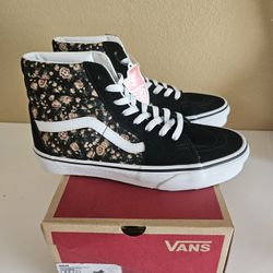 Vans SK8-HI black with Pink Flowers