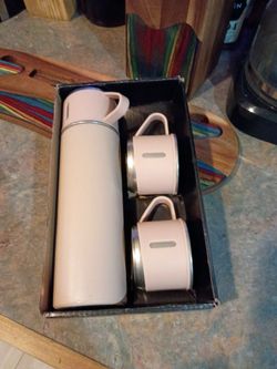 Pink  Insulated Thermos and Cup Set