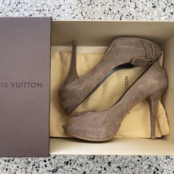 Louis Vuitton Suede Open Toe Heels
