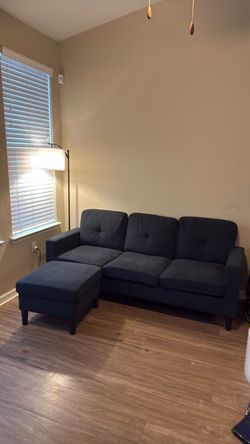 Dark Gray Sectional Sofa with Ottoman