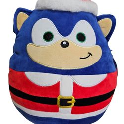 SONIC The Hedgehog 12” Squishmallows Plush SANTA Hat Suit 2024 Sega Jazwares New