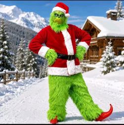 Grinch Santa Christmas Costume Full Set Small/ medium