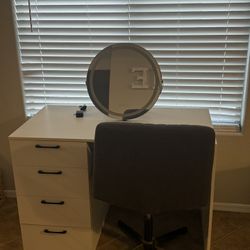 Vanity With Chair And Mirro