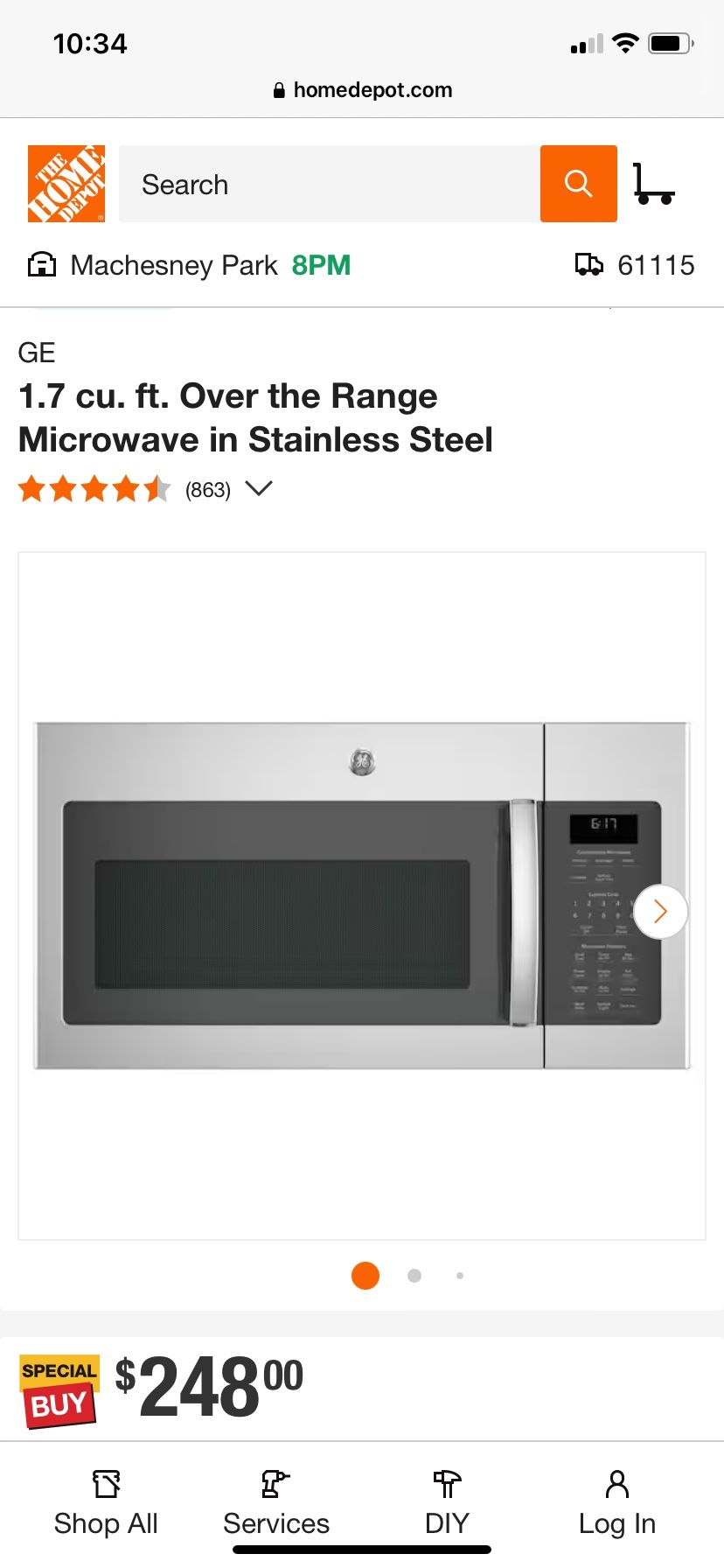 Brand New Stainless Steel Over The Range Microwave