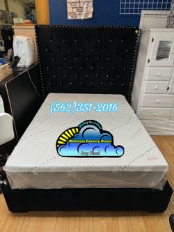 Black velvet bed frame new mattress Colchon cama