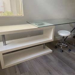 Convertible Desk, Corner Desk, Shelves. Stool. 