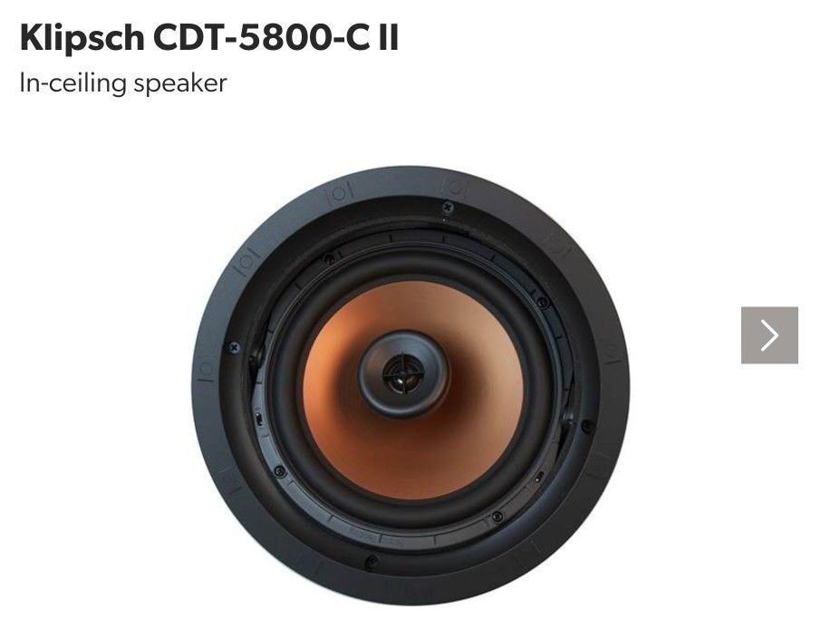 KLIPSCH REFERENCE SERIES 8 INCH IN CEILING SPEAKERS CDT-5800