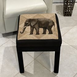 Black Upholstered Elephant Stool Ottoman 