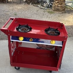 homemade gas hotdog/burger cart