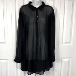 Torrid Black Sheer Long Sleeve Tunic Top Size 1