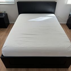 Queen Ikea Bedframe with storage In back and underneath