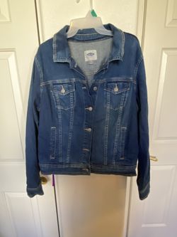 Woman’s button up pull over blue jeans jacket blazer like new size x large