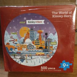 500 piece puzzle "the world of kimley horn" 20.25" diameter age 9+