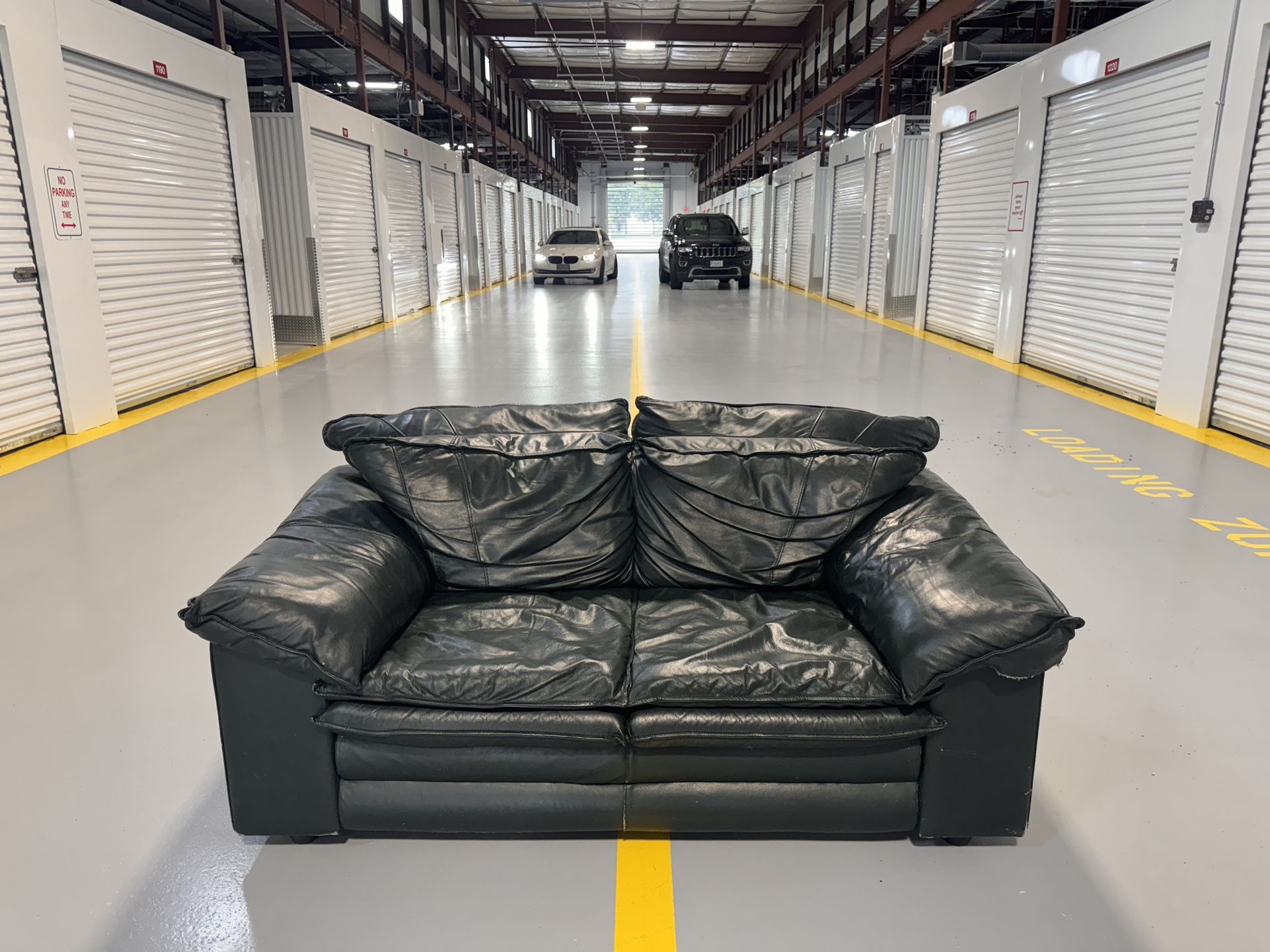 Dark Leather Loveseat Couch