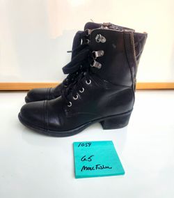 Marc Fisher Women’s Black Leather Lace-Up Combat Ankle Boots Zipper US 6.5