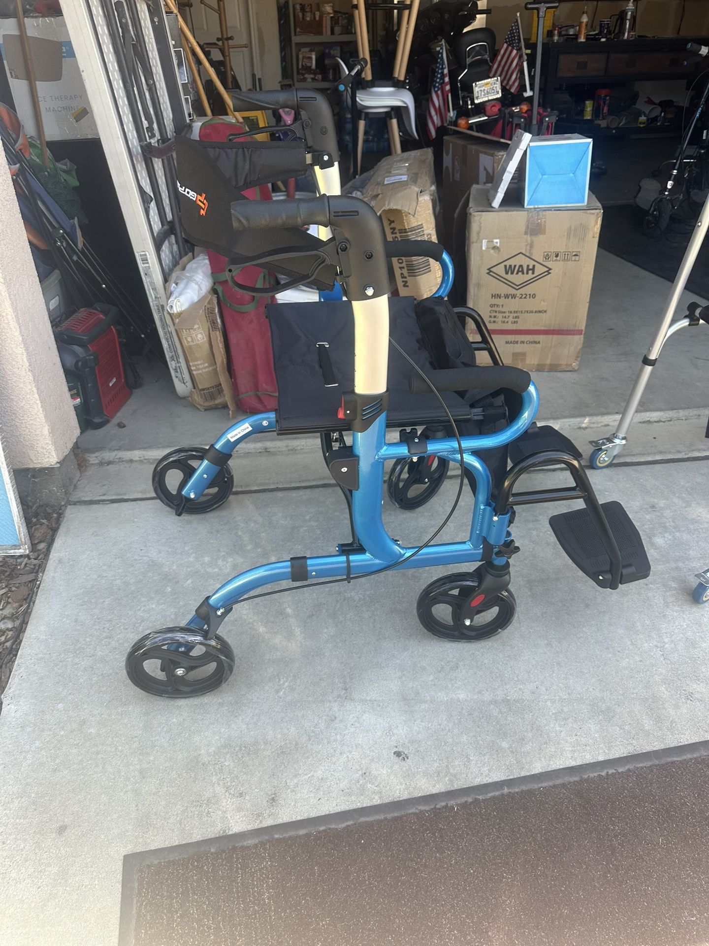 Goplus Folding Rollator Walker with Seat & 8'' Wheels Supports up to 300 lbs Black