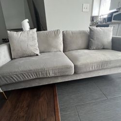 Open Box-Never Used: Modern Highland Gray Velvet 72" Square Arm Sofa w/ Pillows