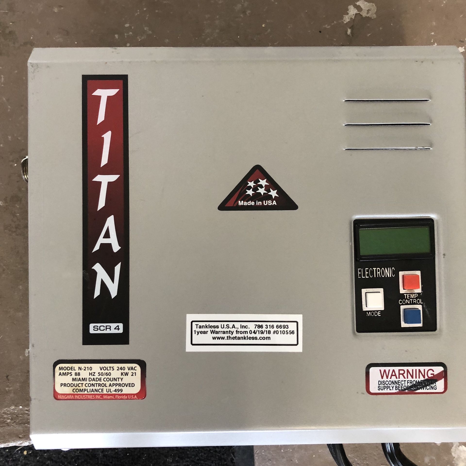 Titan water heater n-240