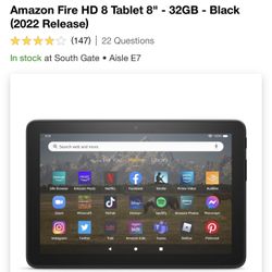 Amazon Fire HD 8 Tablet 8" - 32GB - Black (2022 Release