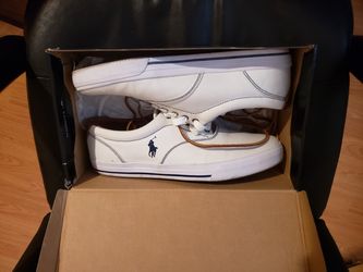 Polo Ralph Lauren Vaugn Canvas Leather White Shoes Size 13