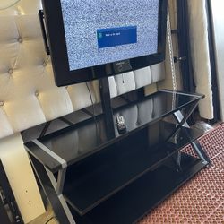 Heavy Duty Glass TV Stand And Older Samsung TV