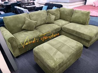 Sectional sofa Corduroy -New Fabric with storage  Ottoman +USB  106x76x35