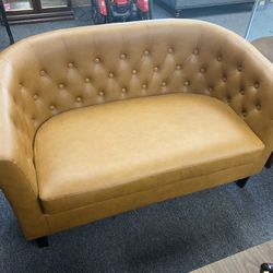 Brown Leather 2-Seat Loveseat Sofa $65