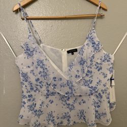 White & Blue Crop Top