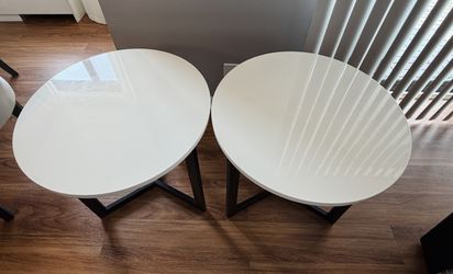 Safavieh Leonard Mid-Century Modern Wood White/Black Lacquer End Tables (Set of 2)