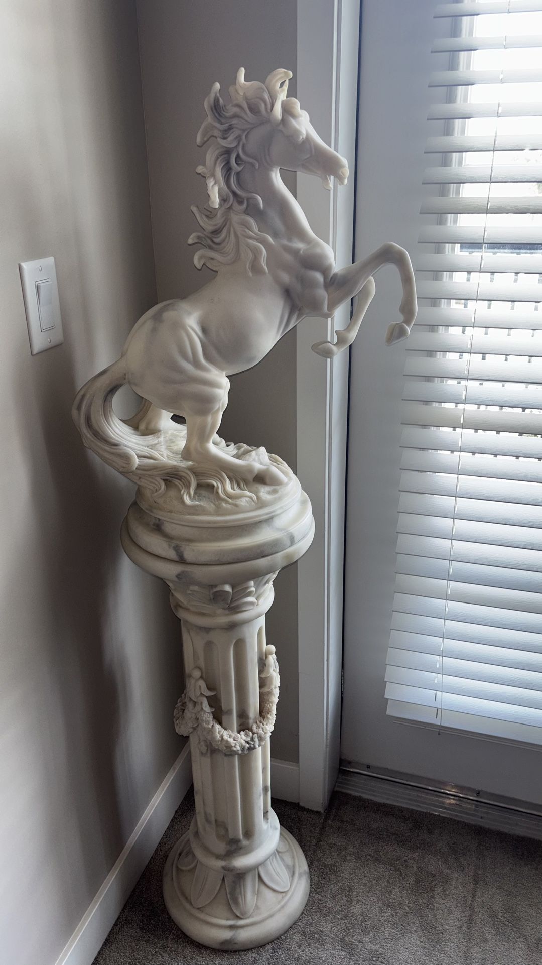 Majestic Mustang horse, statue and pedestal composite resin