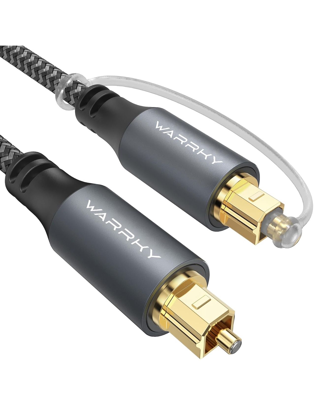 Warrky Optical Audio Cable, 6ft / 1.8m Optical Cable for Soundbar [Nylon Braided, Slim Metal Case, Gold-Plated Plug], Fiber Optic Audio Cord Compatibl