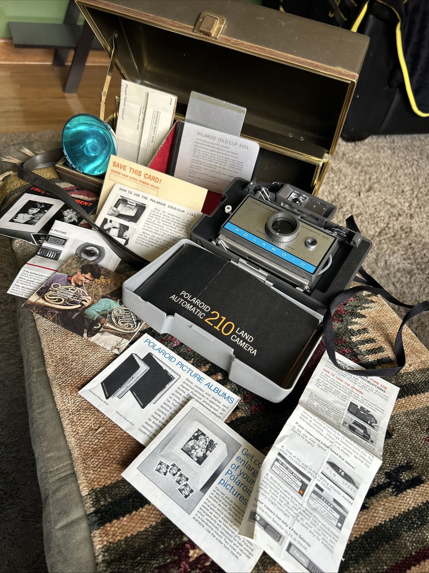 1960s Polaroid Automatic 210 Land Camera Case Manual Flash