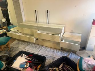 Vintage white  and mirror 3 piece bedroom drawer set