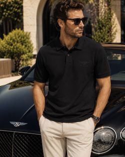 Bentley Motors Black Luxury Piqué Polo Shirt | New with Hanger & Garment Bag