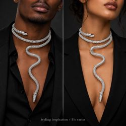 Silver-Tone Snake Wrap Necklace