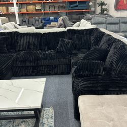Custom Modern Corduroy Sectionals Available, Same Day Delivery 