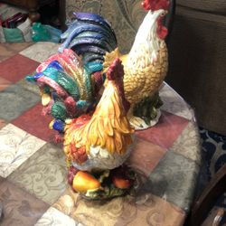 2 Ceramic Roosters 