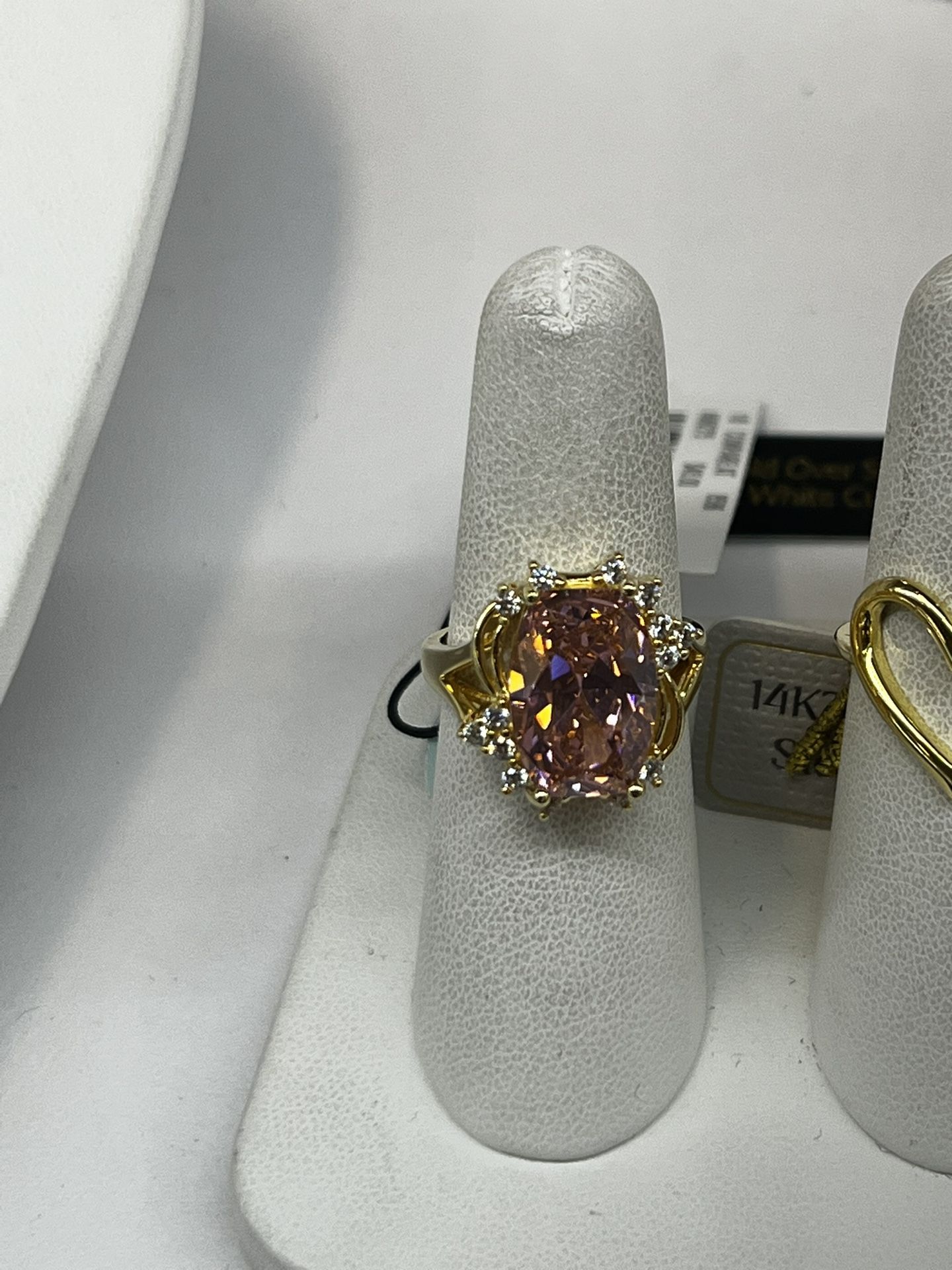 Pink Emerald Cut Gold Ring