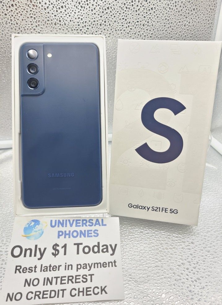 WITH BOX SAMSUNG GALAXY S21 FE 5G 128GB UNLOCKED. DRONE LOWEST WHOLESALE PRICES WITH OPTION TO PAY IN PAYMENTS WITH NO CREDIT CHECKS