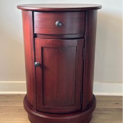 Vintage Wooden Round End Table, Cherry Walnut (Brand New)