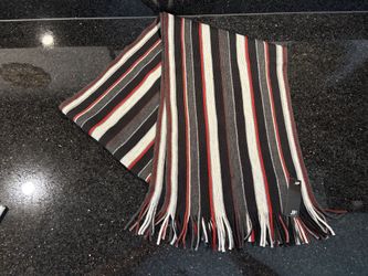 J. FERRAR Men’s Striped Scarf With Fringe Size 70" x 12" Black/Red NEW