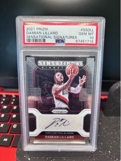 2021-22 Damian Lillard PSA 10 Panini Prizm Sensational Auto Trail Blazers