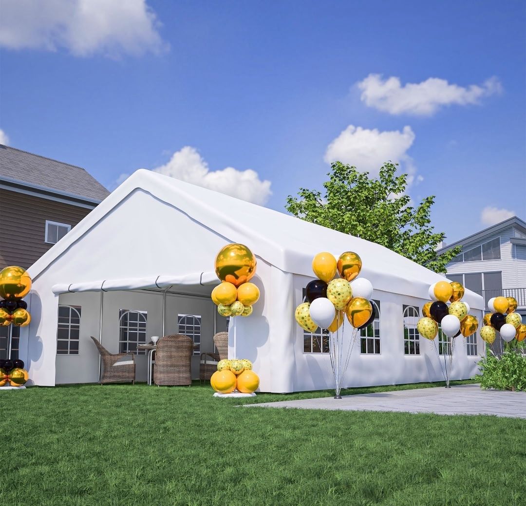 30'x20' Budget PE Tents for Parties, Large Outdoor Canopy Carpas para Fiestas, Big Wedding Party Event Tent with Waterproof Top & Removable Sidewalls 