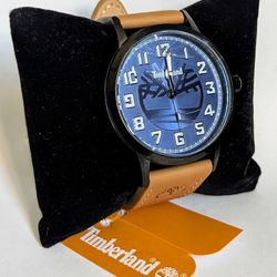 Timberland Black Face Watch with Brown Leather Strap