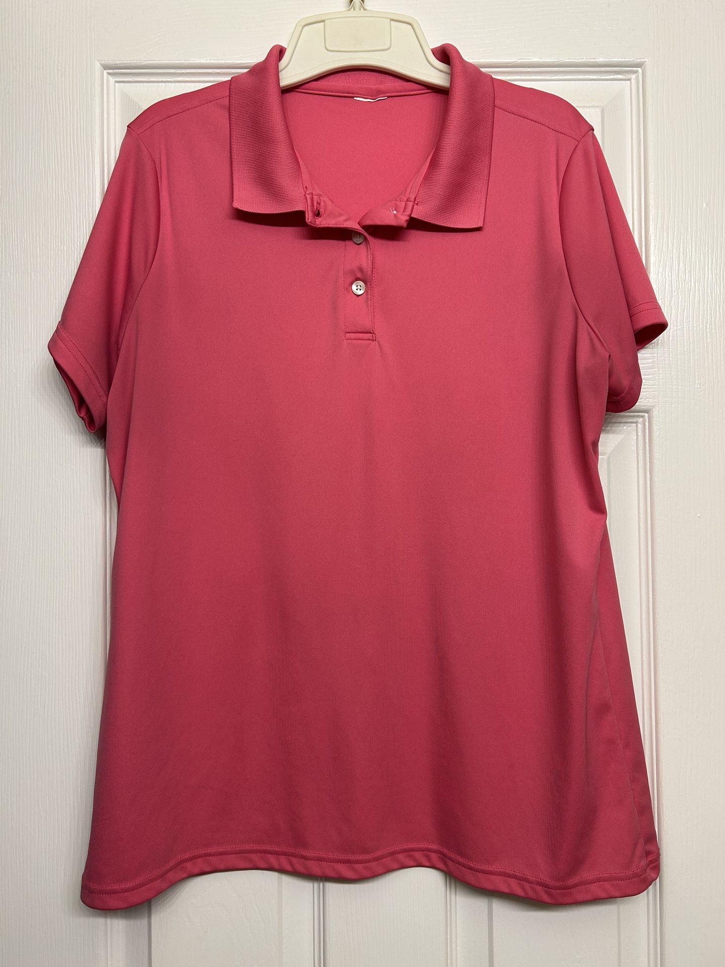 Women’s Pink Collared Polo Dress Shirt Silky Soft Size Large