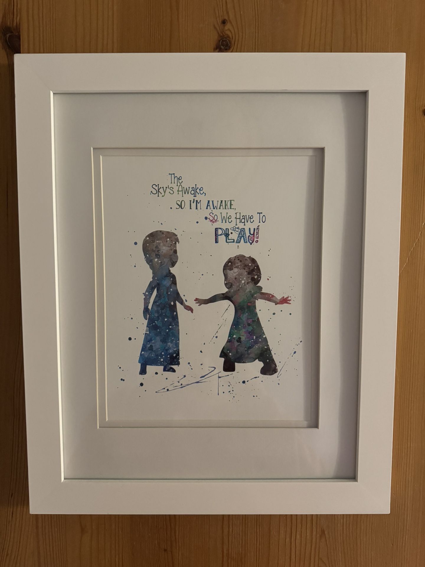 Watercolor Disney Prints, Framed, Anna/Elsa, Cinderella, Peter Pan, Magic Kingdom