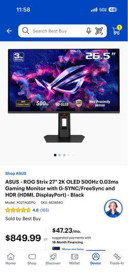 ASUS ROG Strix 27" 2K OLED 500Hz Gaming Monitor