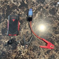 Emergency Jumpstart Backup Battery And Flashlight With Cables And Charging Cord